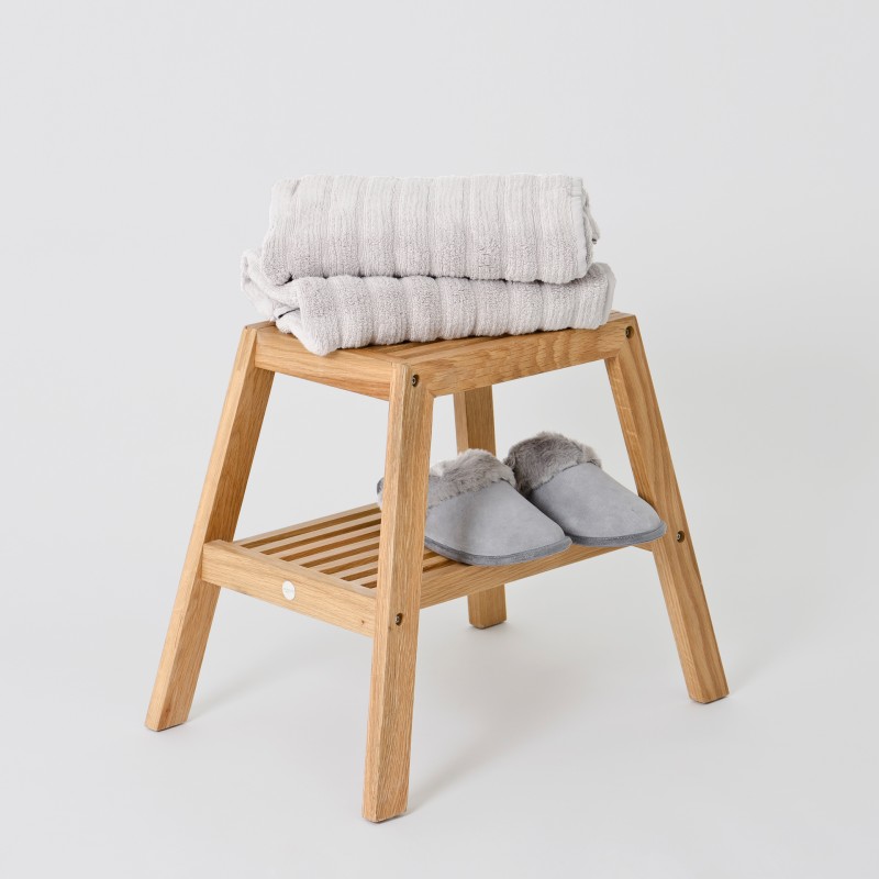 Natural Oak Slatted Bathroom Stool